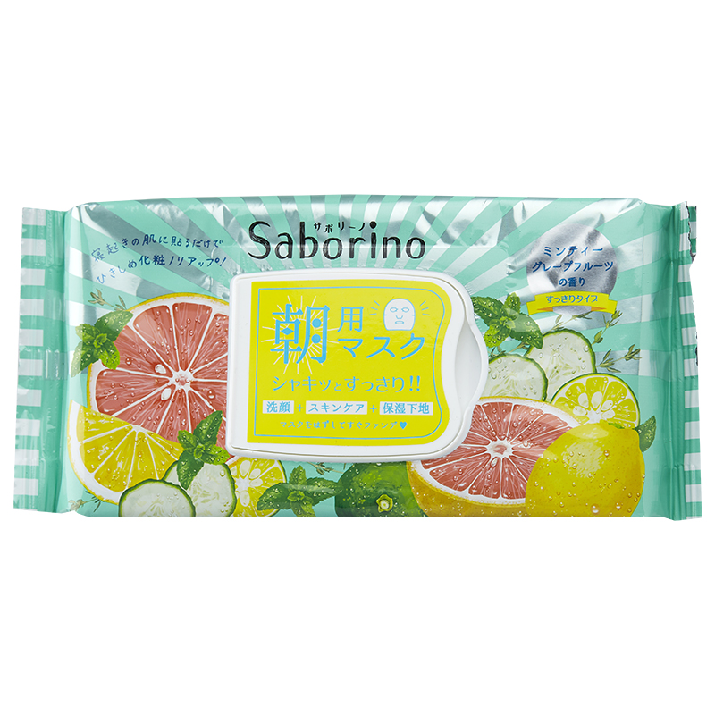 BCL Saborino Morning Face Mask 32 Sheets -  Minty Grapefruit