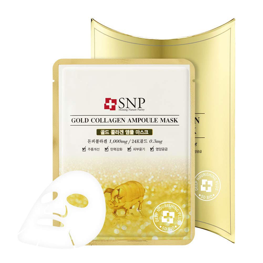 SNP Gold Collagen Ampoule Mask 10pcs - Gold