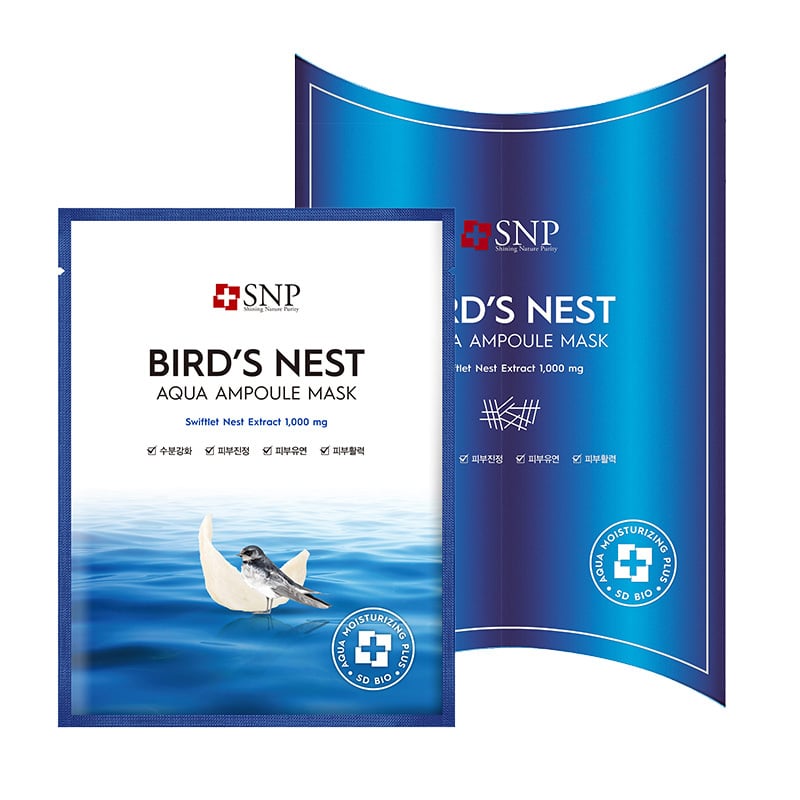 SNP Bird Nest Aqua Ampoule Mask 10pcs - Blue