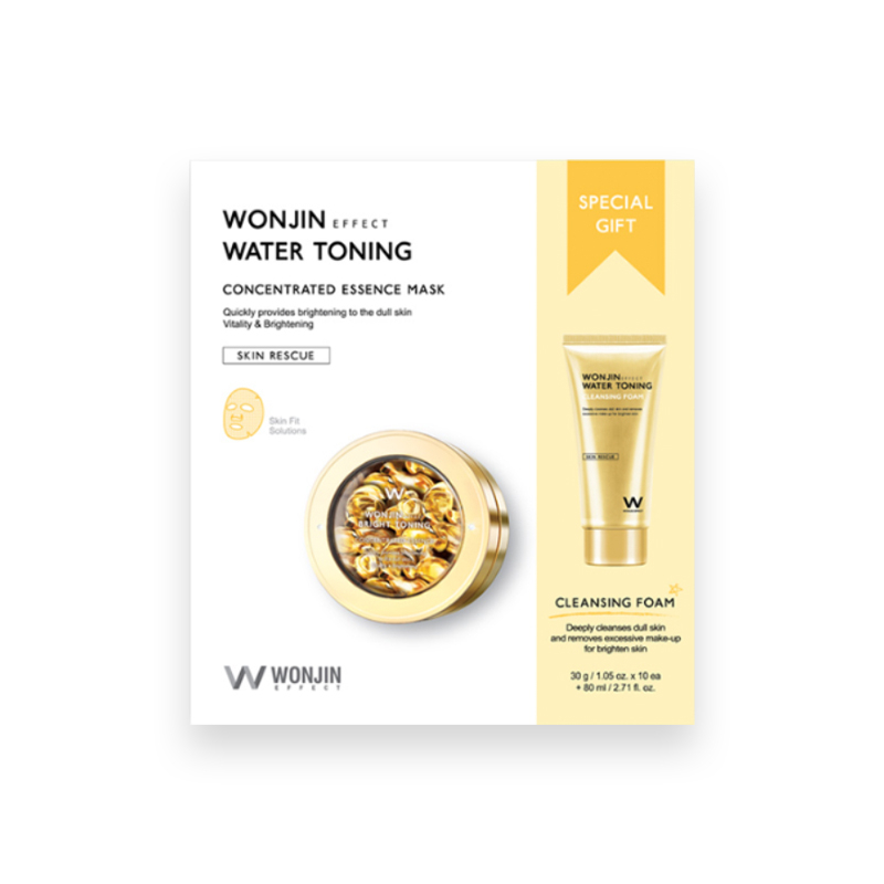 Wonjin Effect Water Toning Concentrated Essence Mask & Cleaning Special Kit (10pcs) - Gold